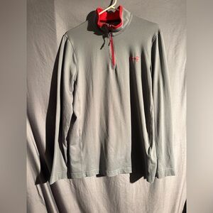 Under Armour ColdGear Gray Red 1/4 Zip Pullover Small Loose